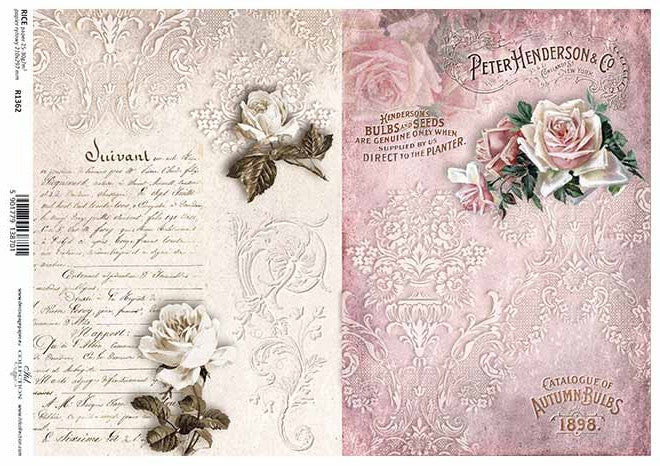 Shop Pink Roses Flowers ITD Collection Rice Paper for Crafting, Scrapbooking, Journaling, Cardmaking