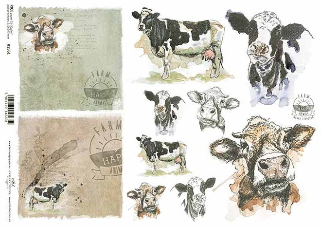 Shop Farm Cows ITD Collection Cows Rice Paper for Crafting, Scrapbooking, Journaling, Cardmaking