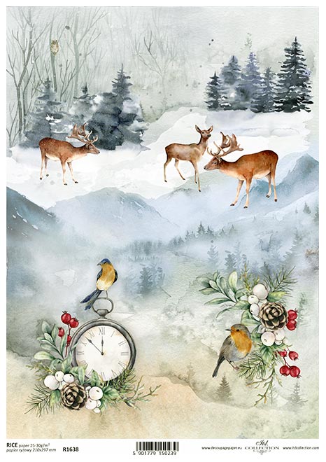 Winter Deer Decoupage Napkins Snowy Deer Scene Napkins Decoupage, Journals,  Card Making 