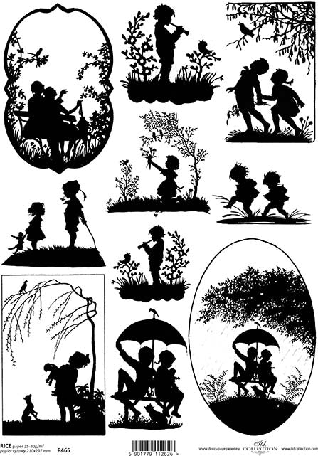 Shop Children Black and White Silhouettes  ITD Collection Rice Paper for Crafting, Scrapbooking, Journaling, Cardmaking