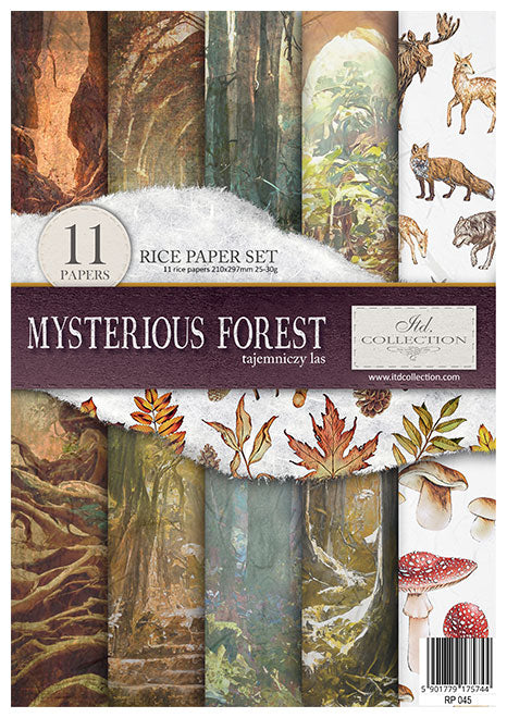 Mysterious Forest. A4 Rice Paper by ITD Collection. Exquisite Quality. Thin yet durable. Imported from Europe. Beautiful colors & patterns. Decorative fibers and ink colors
