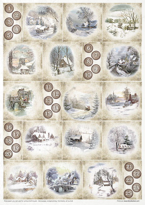 Vintage Advent. A4 Rice Paper by ITD Collection. Exquisite Quality. Thin yet durable. Imported from Europe. Beautiful colors & patterns. Decorative fibers and ink colors