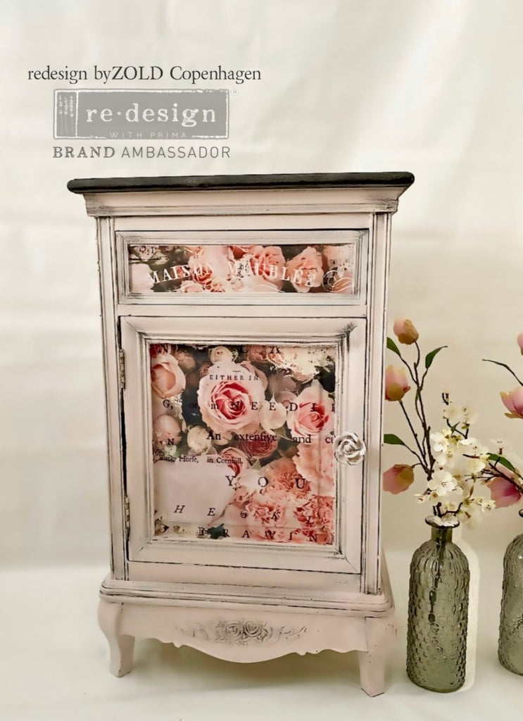 Angelic  Rose Garden Tear Resistant Redesign with Prima Decoupage Tissue Paper. Large 19"x30" size is great for Furniture Upcycle projects. Fibrous texture with a fabric like feel.