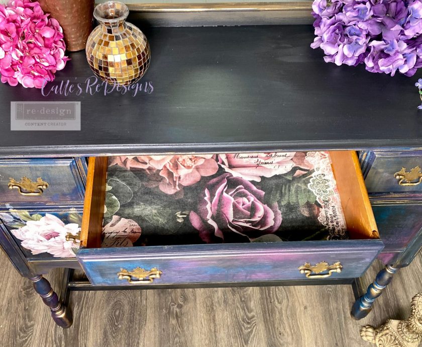 Dark lace floral tear Resistant Redesign with Prima Decoupage Tissue Paper. Large 19"x30" size is great for Furniture Upcycle projects.