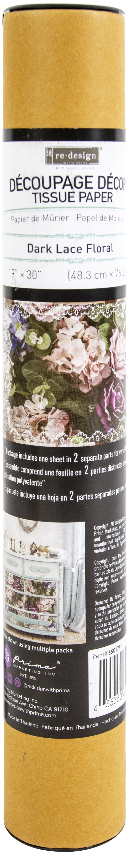 Dark Lace Floral - tissue paper
