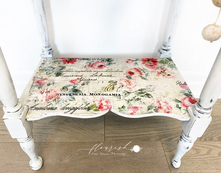 Pink and green Floral Wallpaper pattern Text Resistant Redesign with Prima Decoupage Tissue Paper. Large 19"x30" size is great for Furniture Upcycle projects.