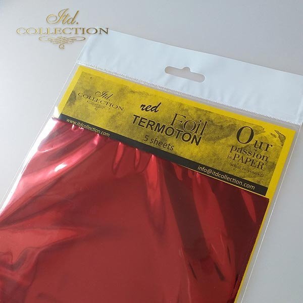 ITD Collection - Termoton Foil Sheets 6"x6" 5/Pkg - Red Metallic. Add shimmer and shine to any project. This pack of 10 sheets can add a metallic element to your projects with or without the use of hot foiling