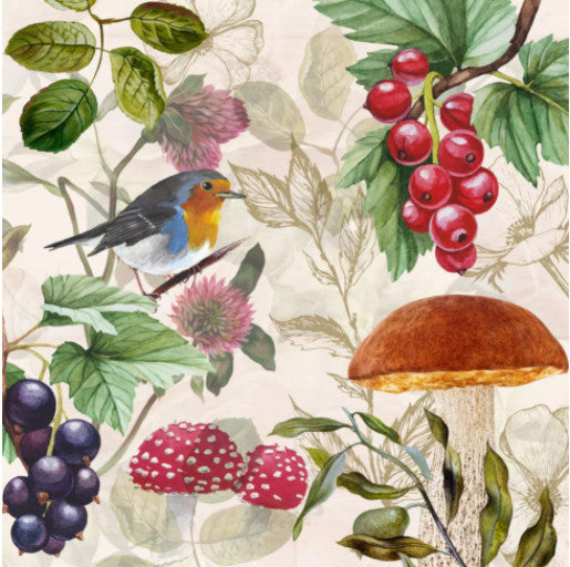 These Robin's Garden Decoupage Paper Napkins are of exceptional quality. Imported from Europe.  3-ply, silky feel, and vivid ink colors. Ideal for Decoupage Crafting, DIY craft projects, Scrapbooking