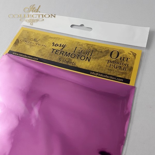 ITD Collection - Termoton Foil Sheets 6"x6" 5/Pkg - Rosy Metallic. Add shimmer and shine to any project. This pack of 10 sheets can add a metallic element to your projects with or without the use of hot foiling