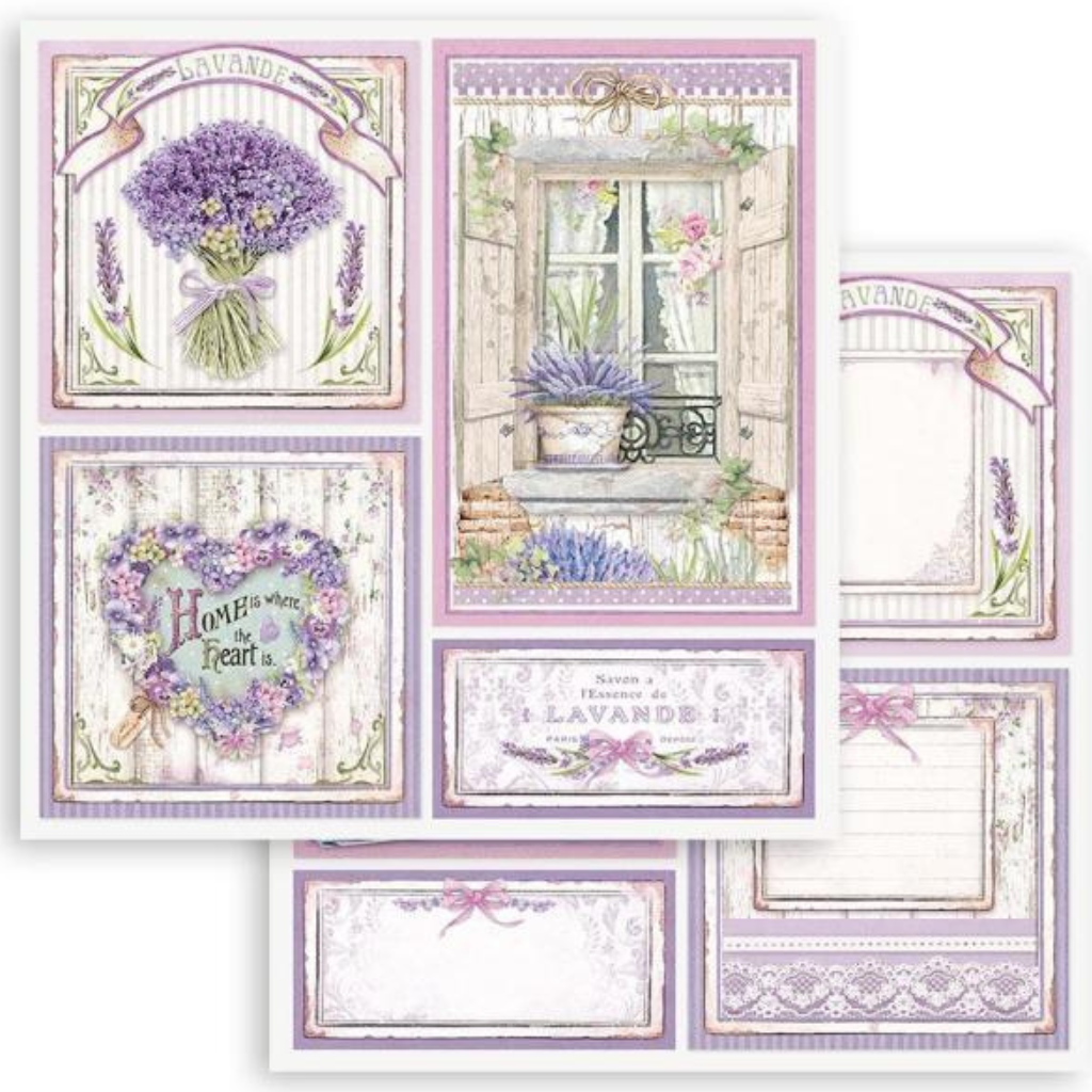 Lavender Floral Provence Cards 12"x12" Double-Sided Cardstock. Beautiful 12x12 Scrapbooking paper by Stamperia