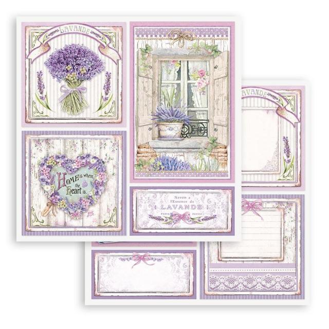 Lavender Floral Provence Cards 12"x12" Double-Sided Cardstock. Beautiful 12x12 Scrapbooking paper by Stamperia