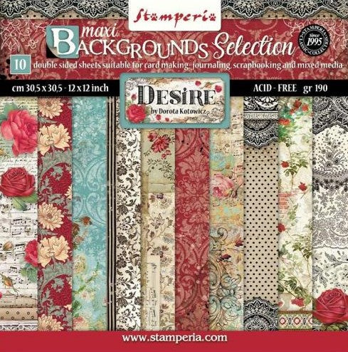 Beautiful Desire Stamperia Scrapbooking Paper Set. These beautiful high quality papers by Stamperia are themed sets with coordinating designs