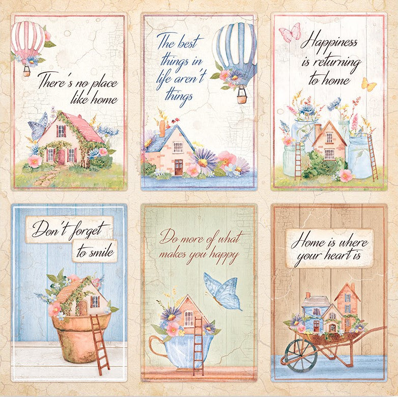 Beautiful Welcome Home Stamperia Scrapbooking Paper Set. These beautiful high quality papers by Stamperia are themed sets with coordinating designs.