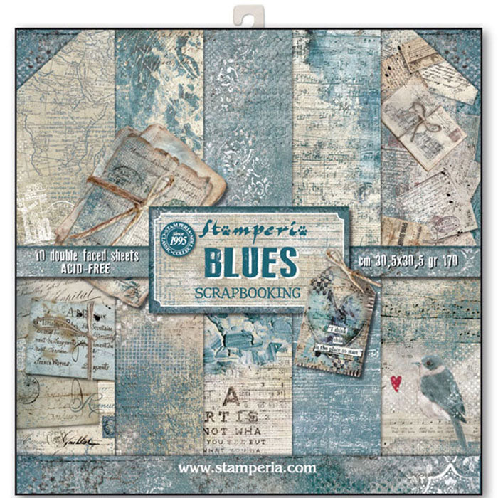 Stamperia Blue Land Collection 12x12 Scrapbooking Paper Pad Double