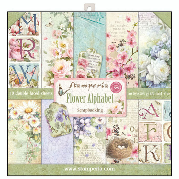 Shop Stamperia Flower Alphabet Scrapbooking Paper for Journaling, Decoupage, Mixed Media