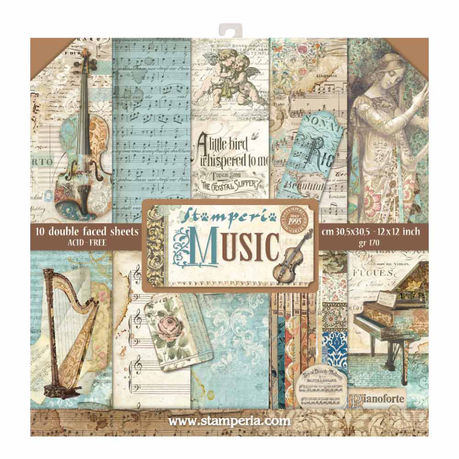 Stamperia Scrapbooking Music - 12 x 12 Paper Pad – Decoupage Napkins.Com