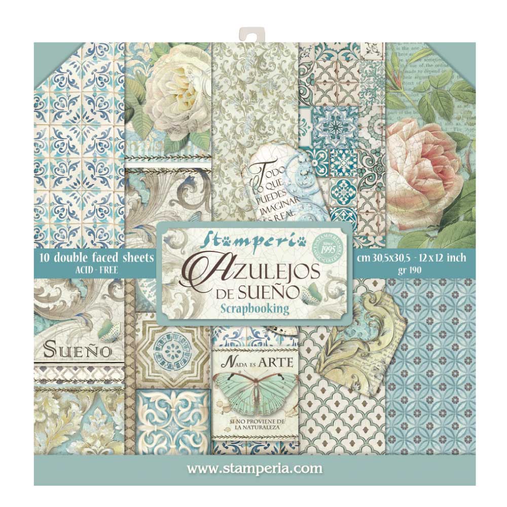 Shop Stamperia Azulejos Scrapbooking Paper for Journaling, Decoupage, Mixed Media