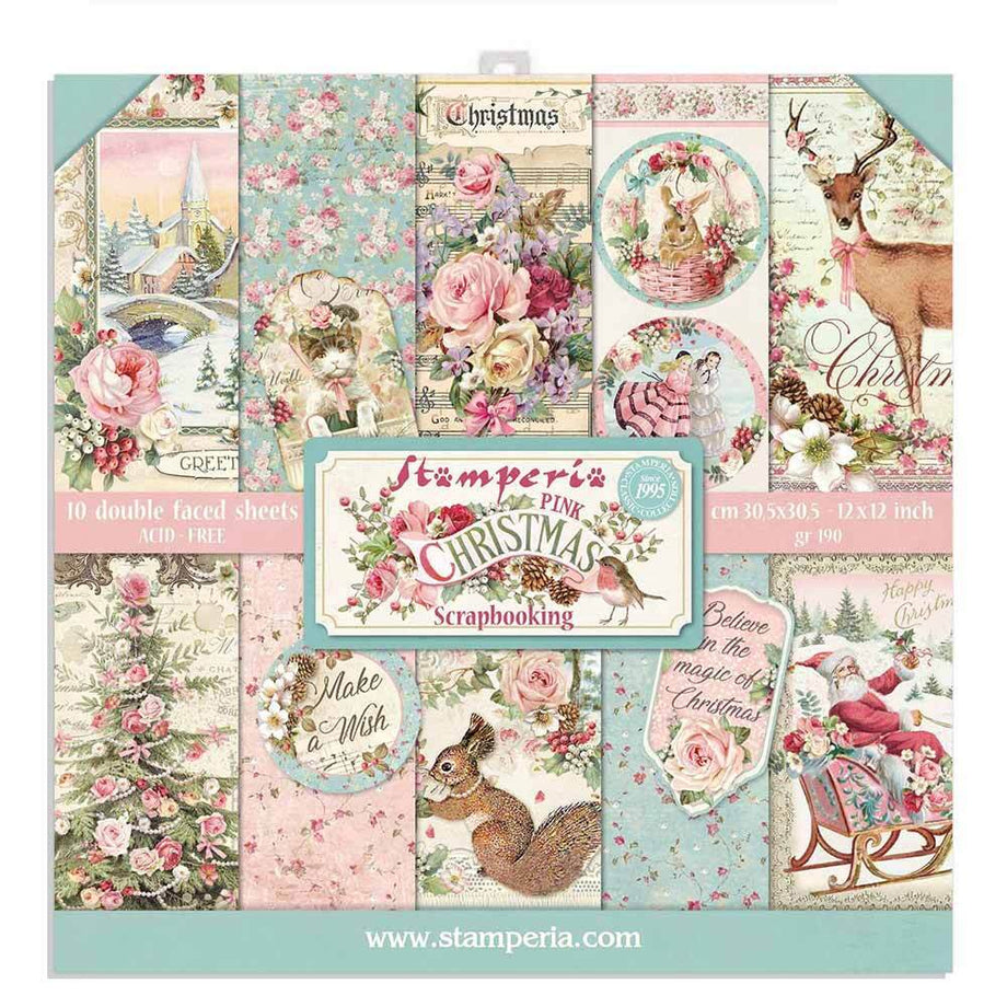Shop Stamperia Scrapbooking Cardstock Pink Christmas - 12 x 12 Paper Pad –  Decoupage Napkins.Com