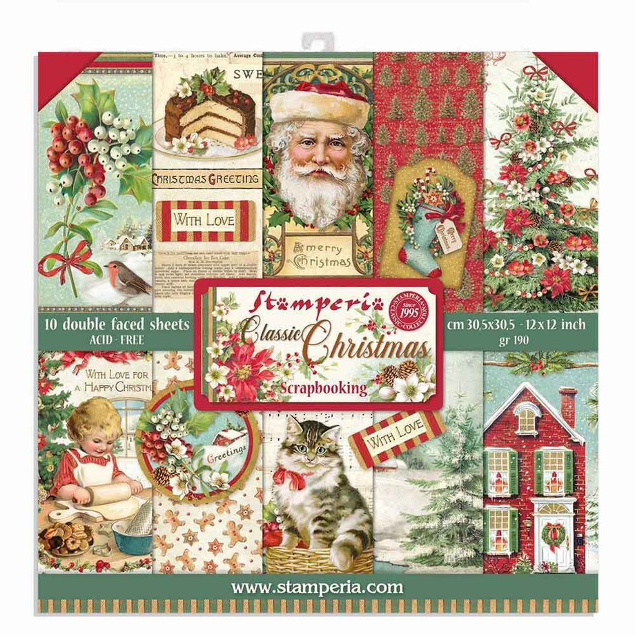 Stamperia Classic Christmas 12x12 Double Sided Paper Pad (SBBL74)