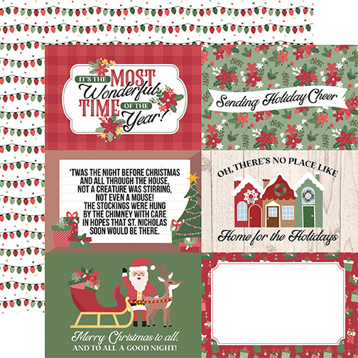 Echo Park Journaling Card, Santa Claus Lane Collection - 12"x12" Double-Sided Scrapbooking Cardstock. Individual Squares.