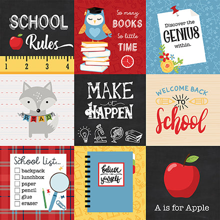 School Rules Make it Happen Echo Park Journaling Card, Seasonal Collection - 12"x12" Double-Sided Scrapbooking Cardstock
