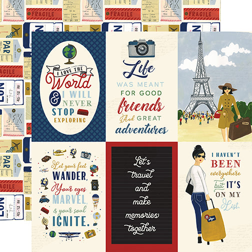 Scenic Route I Love the World Echo Park Journaling Card, Seasonal Collection - 12"x12" Double-Sided Scrapbooking Cardstock