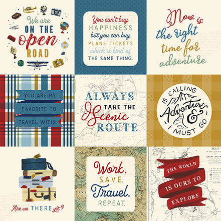 Scenic Route Open Road Echo Park Journaling Card, Seasonal Collection - 12"x12" Double-Sided Scrapbooking Cardstock