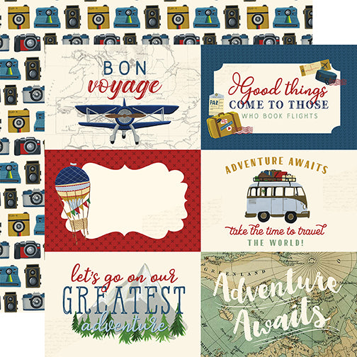 Bon Voyage Echo Park Journaling Card, Seasonal Collection - 12"x12" Double-Sided Scrapbooking Cardstock