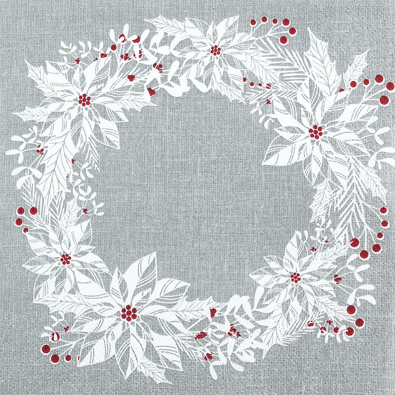 These Scandi Wreath Christmas Decoupage Paper Napkins are Imported from Europe. Ideal for Decoupage Crafting