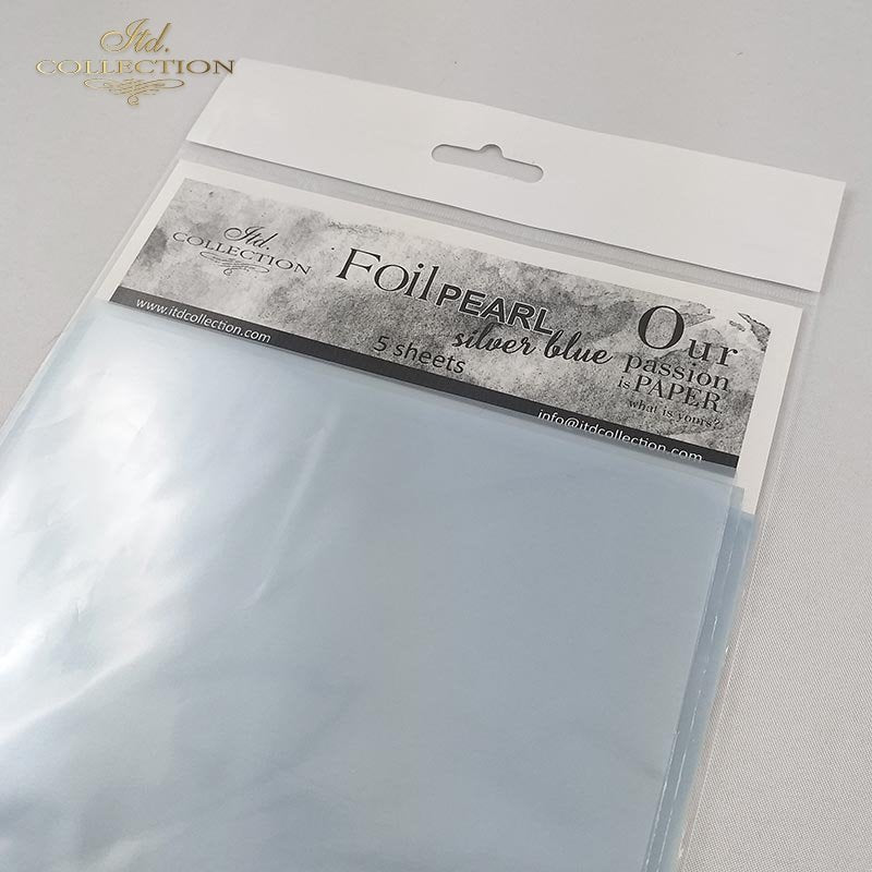 ITD Collection - Termoton Foil Sheets 6"x6" 5/Pkg - Silver Blue Pearl. Add shimmer and shine to any project. This pack of 10 sheets can add a metallic element to your projects with or without the use of hot foiling