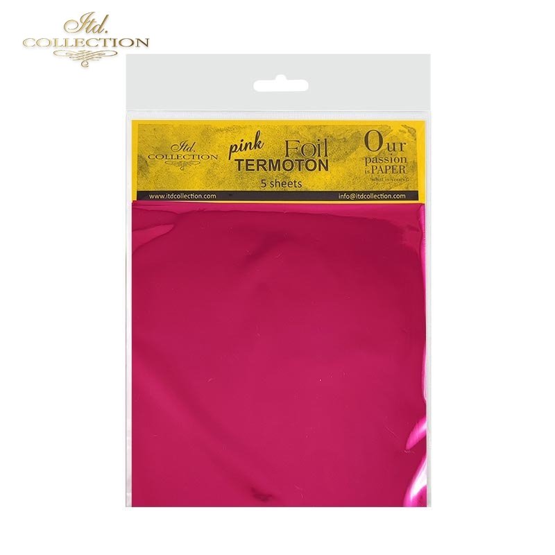 ITD Collection - Termoton Foil Sheets 6"x6" 5/Pkg - Pink Metallic. Add shimmer and shine to any project. This pack of 10 sheets can add a metallic element to your projects with or without the use of hot foiling