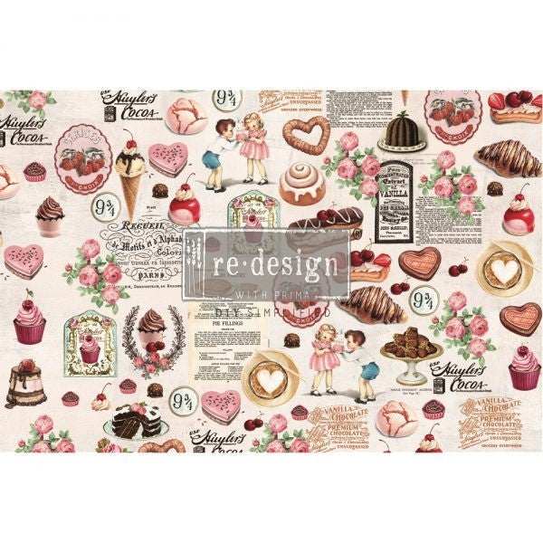 Multi color vintage sweets; donuts, bakery cookies, cupcakes, icecream,ReDesign with Prima Décor Tissue Paper for Decoupage