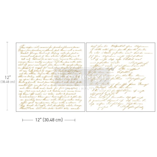 Golden vintage script. Sweet Notes 12x12 ReDesign with Prima Rub on Transfer 2 sheets
