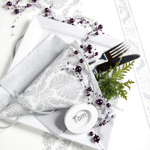These Silver luxury Airlaid Table Runners are of Premium quality and imported from Europe. Fabric like feel boasting beautiful, vibrant colors. Impress your guests at themed dinner gatherings