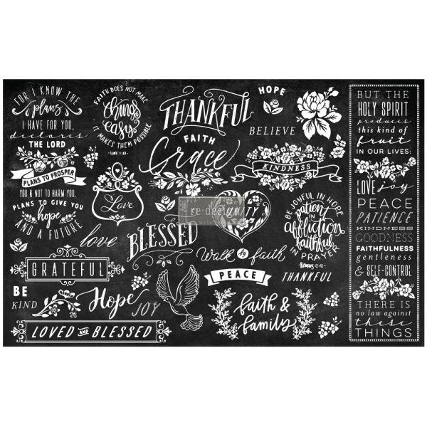 White lettering on black Christian religious sayings, ReDesign with Prima Décor Tissue Paper for Decoupage