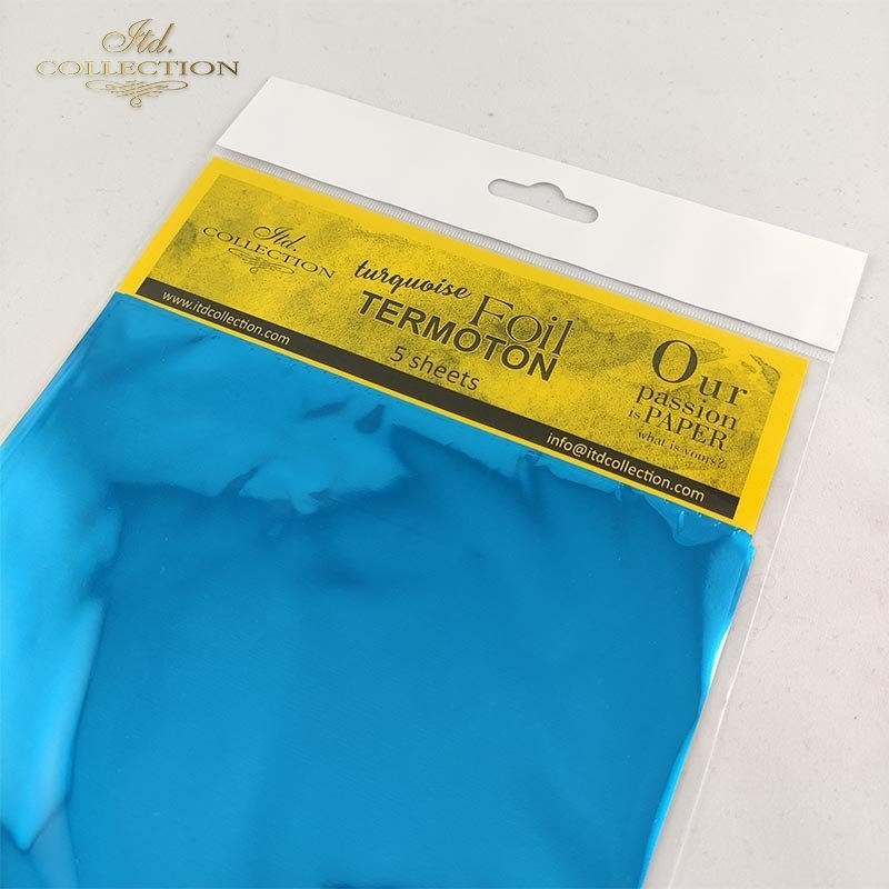 ITD Collection - Termoton Foil Sheets 6"x6" 5/Pkg - Turquoise Metallic. Add shimmer and shine to any project. This pack of 10 sheets can add a metallic element to your projects with or without the use of hot foiling