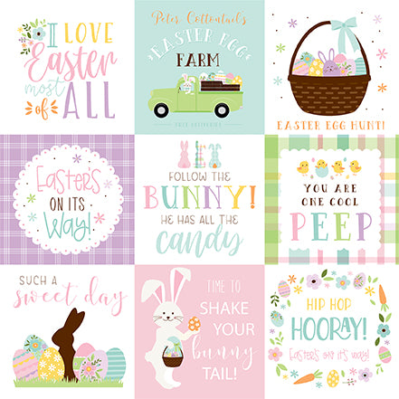 Easter Bunny Echo Park Journaling Card, Seasonal Collection - 12"x12" Double-Sided Scrapbooking Cardstock