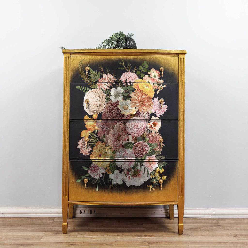 Colorful pink and golden Woodland Floral 24"x35" ReDesign with Prima Rub on Transfer 