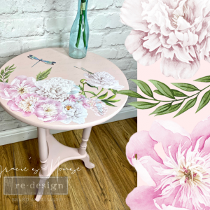ReDesign with Prima Morning Peonies Decor Transfers® are easy to use rub-on transfers for Furniture and Mixed Media uses. Simply peel, rub-on and transfer. 