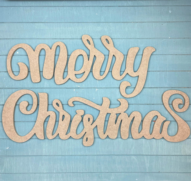 Merry Christmas Script Words - Wood Shape 12" Find top quality MDF wood craft cut outs for decoupage. Wooden shapes make great home décor projects