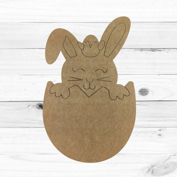 Easter Bunny & Chick Hatching - Wood Shape 10" Find top quality MDF wood craft cut outs for decoupage. Wooden shapes make great home décor projects