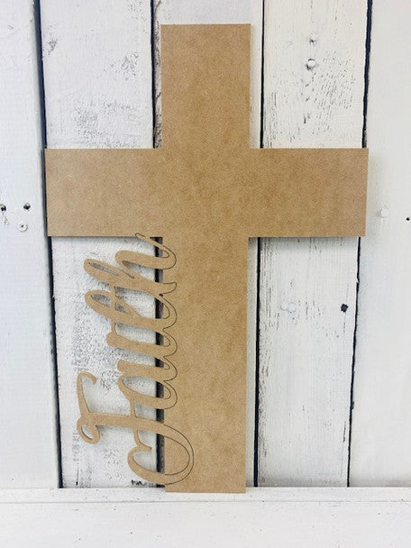 Faith Cross - Wood Shape 12" Find top quality MDF wood craft cut outs for decoupage. Wooden shapes make great home décor projects