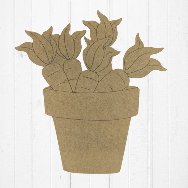 Flower Pot Full of Carrots - Wood Shape 10" Find top quality MDF wood craft cut outs for decoupage. Wooden shapes make great home décor projects
