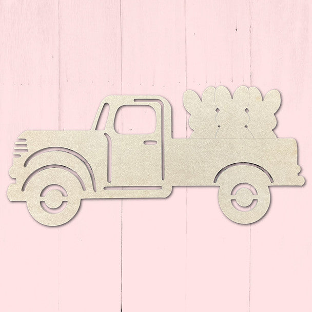 Truck with Bunnies in the Bed - Wood Shape 10" Find top quality MDF wood craft cut outs for decoupage. Wooden shapes make great home décor projects