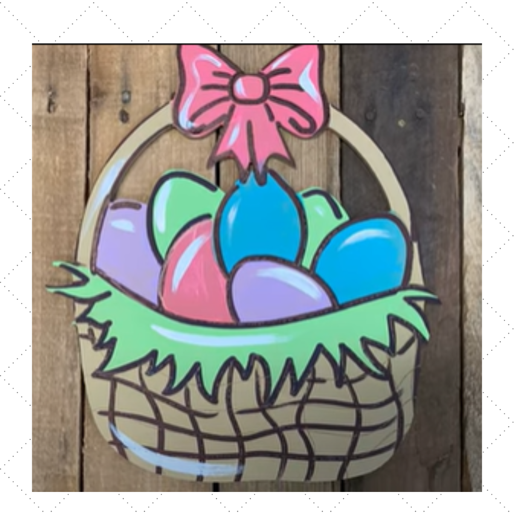 Easter Egg in Basket - Wood Shape 10" Find top quality MDF wood craft cut outs for decoupage. Wooden shapes make great home décor projects