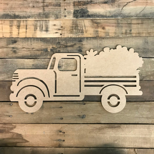 Truck with Flowers 2 - Wood Shape 12" Find top quality MDF wood craft cut outs for decoupage. Wooden shapes make great home décor projects