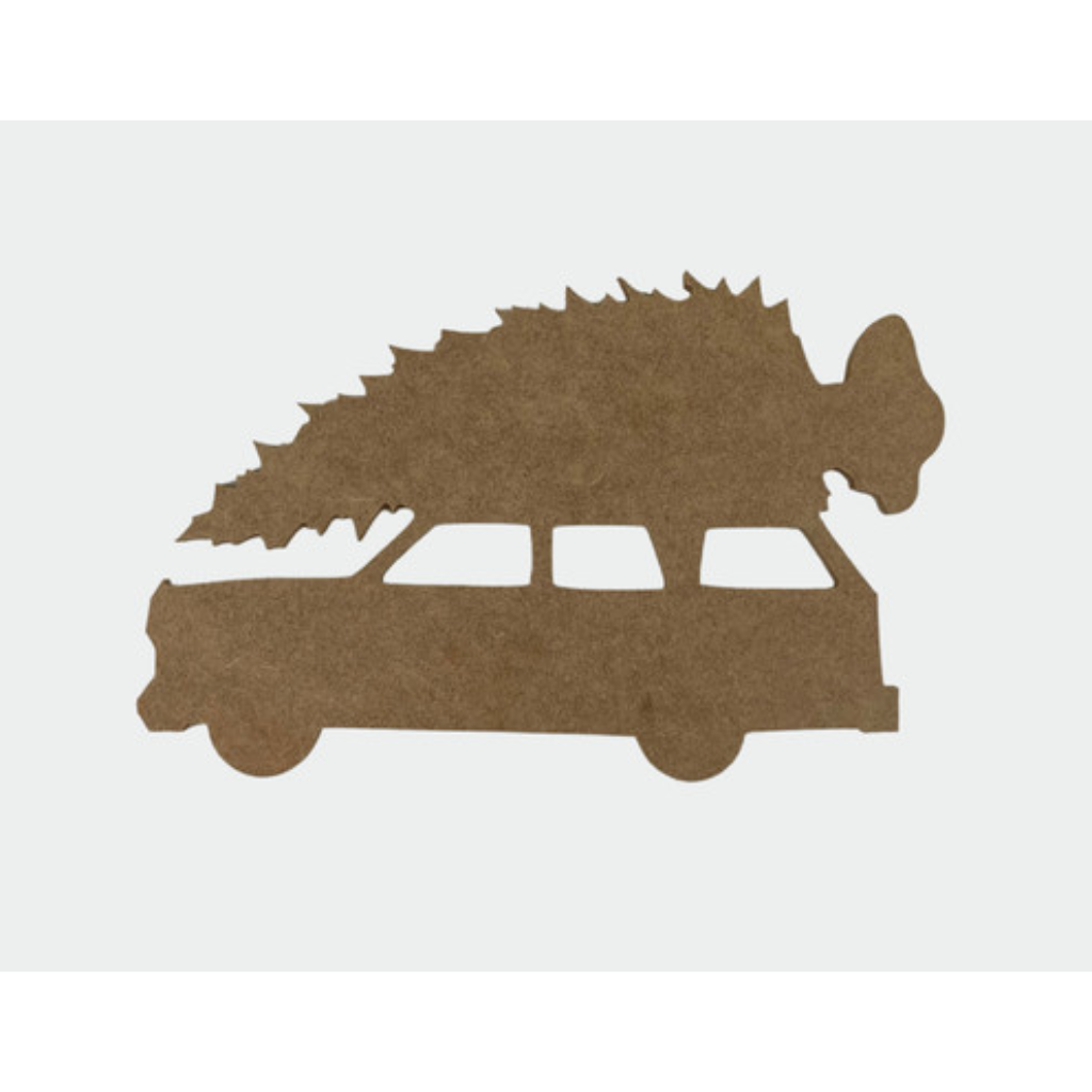 Car with Christmas Tree - Wood Shape 12" Find top quality MDF wood craft cut outs for decoupage. Wooden shapes make great home décor projects