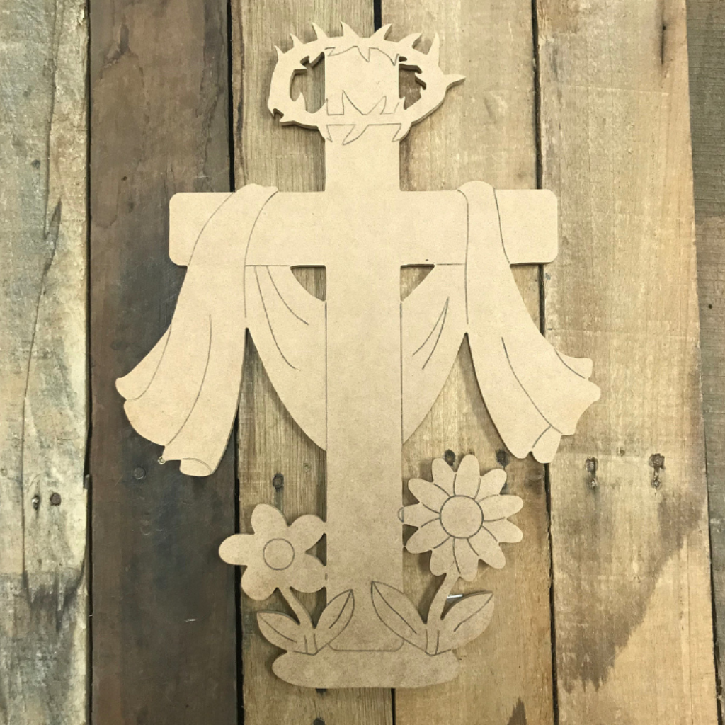 Cross with Thorns - Wood Shape 12" Find top quality MDF wood craft cut outs for decoupage. Wooden shapes make great home décor projects