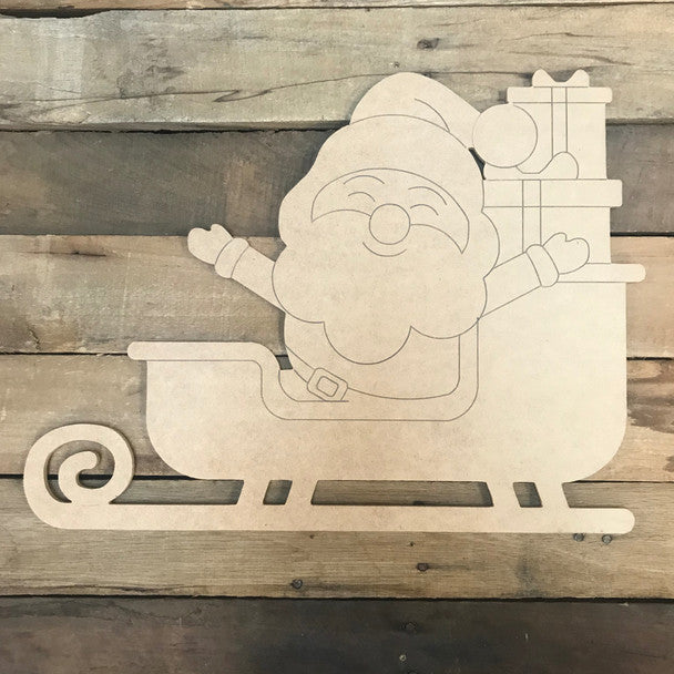 Santa in Sleigh - Wood Shape 12" Find top quality MDF wood craft cut outs for decoupage. Wooden shapes make great home décor projects