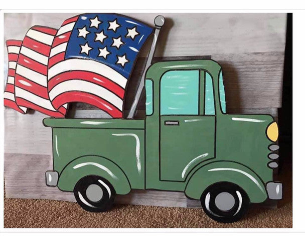 Old Style Truck with American Flag - Wood Shape 10". Find top quality MDF wood craft cut outs for decoupage. Wooden shapes make great home décor